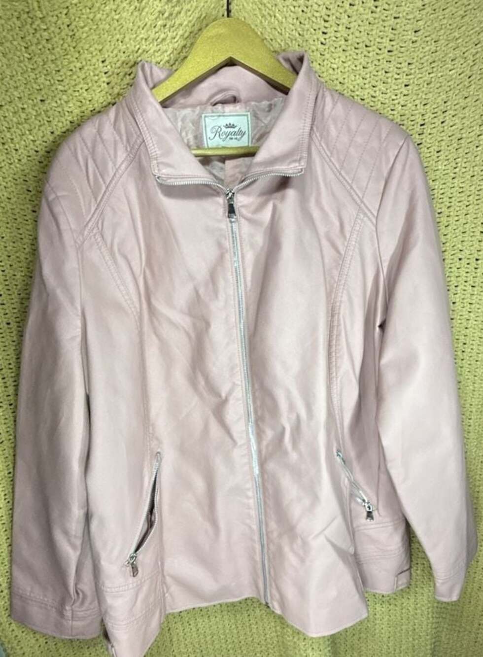 Royalty For Me Women's Pink Faux Leather Quilted Moto Jacket Size 3X